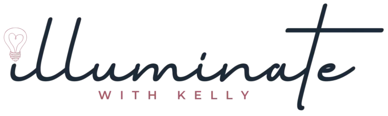 illuminate with Kelly Logo featuring pink lightbulb and the name of the business.