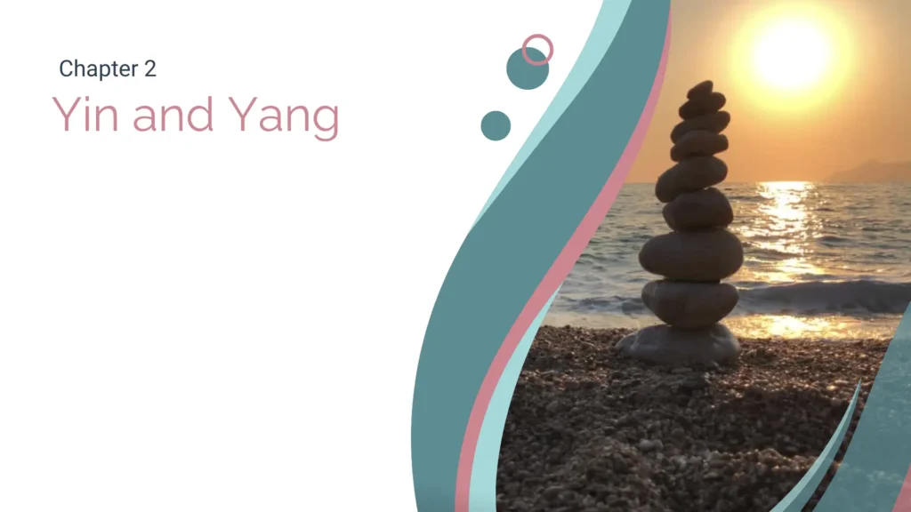 Covert Art for Chapter 2 of the Energy Work Essentials Class. Features chapter title on the left. Featured to the right is a stack of stones on the ocean shore with the sun setting in the background.