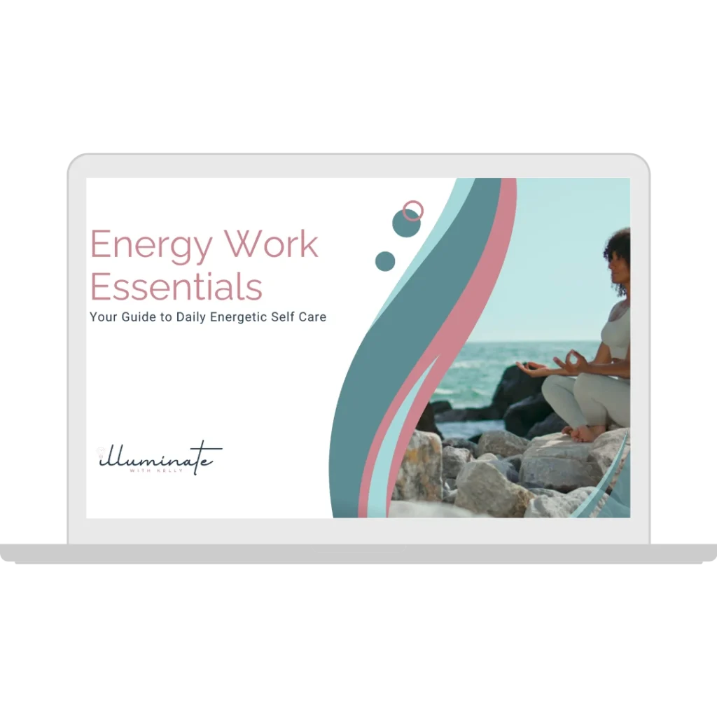 Cover art for Energy Work Essentials Class featuring a Woman sitting in Meditation and the title of the class.